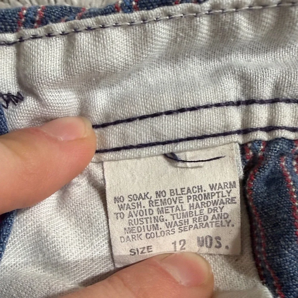 Vintage 80s OshKosh B'Gosh Vestbak Overalls 12M USA Railroad Stripe Rare Red Blu